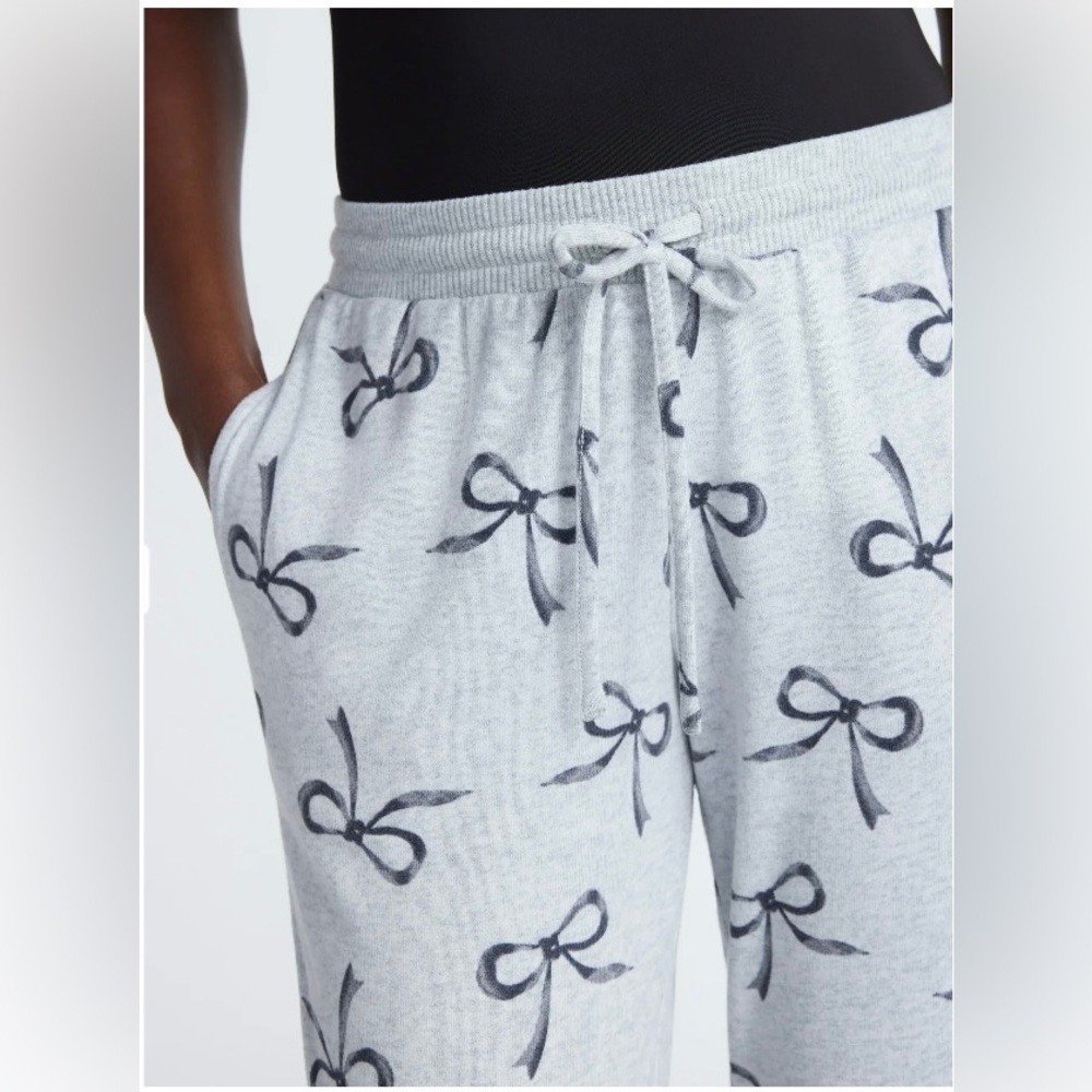Women’s Joyspun LightGray&Steel Blue Bow Print Hacci Knit Sleep Joggers. Size 2X - Picture 3 of 4